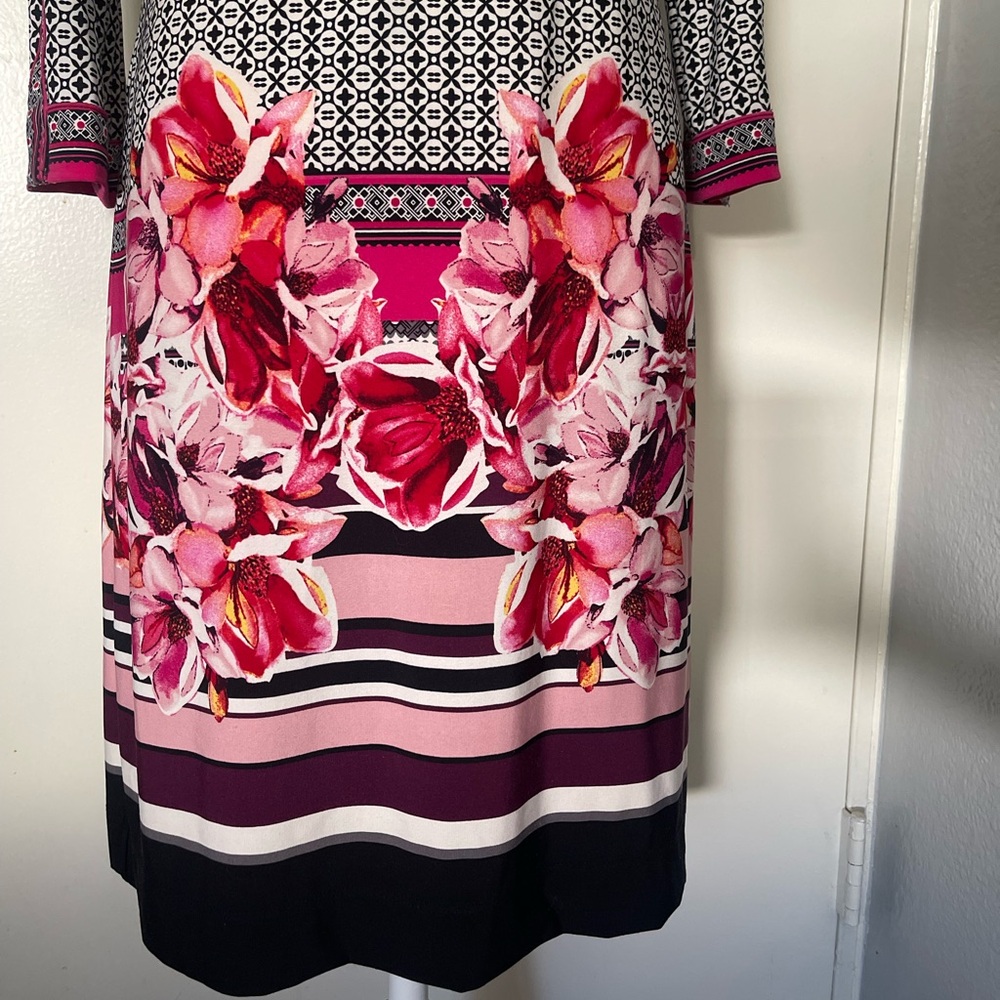 Womens New York & Company Black and Pink Patterned Dress - Picture 3 of 7